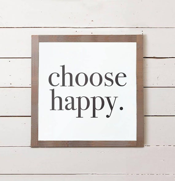 Choose Happy Sign | Modern Farmhouse Wall Decor (8x8), Bedroom Art, Office Decoration