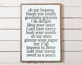 Southernisms Wall Sign | Bless Your Heart Sign, Hey Y'all Sign, Southern Sayings Sign, Southern Quote Sign, Farmhouse Sign, Fixer Upper Sign