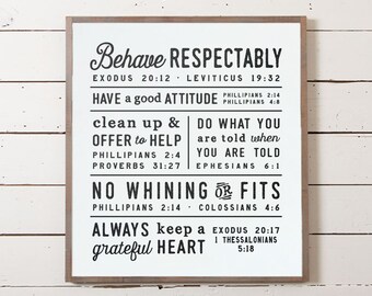 Scripture Family Rules, Kids Rules, House Rules, Bible Verse Sign, Ten Commandments Sign, Farmhouse Rules, Christian Family,  Bible Rules