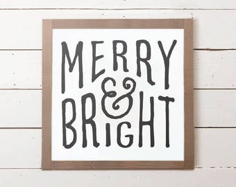 Merry and Bright Christmas Wall Sign | Christmas Sign, Christmas Gift, Christmas Decor, Christmas Wall Decor, Farmhouse Christmas Decor