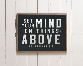 Set Your Mind on Things Above Sign, Scripture Sign, Bible Signs, Wall Signs, Fathers Day Gift, Boys Room, Boys Room Decor, Office Sign