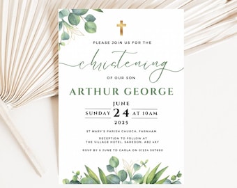 Editable Christening Invitation Template, Baptism Invitation, Naming Ceremony Invite, Baby Dedication Instant Download Printable Template