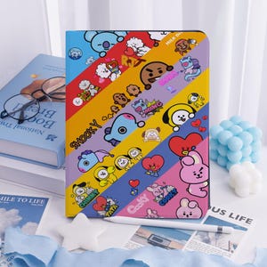 Cute BT21 TATA iPad Case for iPad Pro 13 12 11, iPad Air 7/6 13" iPad Air 5 4 iPad 11 10 2022 BTS RJ Stand iPad Mini 6/5 Cover with Pen Slot