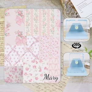 Lacey Quilt Floral 360 Swviel iPad Case For iPad Air 5 iPad 10 10.9&quot; 2022 iPad Pro 12.9&#39;&#39; 2021 iPad mini 6/7 case iPad 9/8,10.2&quot; iPad Cover