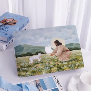 Hoesje met Jezus en Lam voor MacBook, MacBook Pro 13/14/15/16, MacBook Air 15/13/11, MacBook M1/M2/M3/M4/M5, MacBook Ret 13/15, cadeau voor haar
