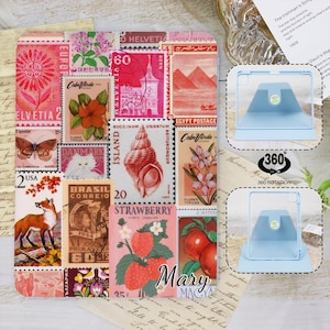 Stamps Collage Aesthetic Patchwork 360 Swivel Protector Ipad case for IpadAir 4/5 9.7"Ipad 7/8/9-10.2" Ipad 10th 2022-10.9" Series Scrapbook