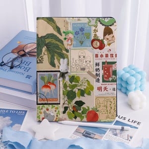 Yoshitomo Nara Girl Scrapbook iPad Case for New iPad Air 7/6-13"/11" iPad Air 5 iPad 10/9th, Cute Miffy Stand iPad Mini 7/6/5 Cover Pen Slot