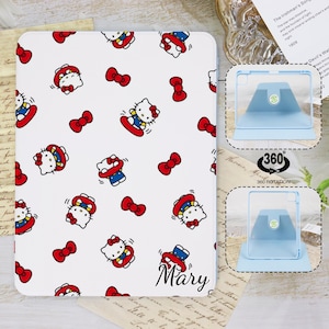 Cute little Hello Kitty 360 swivel iPad Case Cover For 9.7"10.2"10.9"11"12.9",iPad Air 6 3 4 iPad Pro iPad 2022 2024 iPad mini 6 iPad 10th
