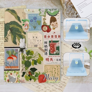 Cute Miffy Aesthetic Scrapbook iPad Case with Pen Slot for New iPad Pro 13 12 11 iPad Air 6/5/4 iPad 10/9 Collage Totoro iPad Mini 6/5 Cover