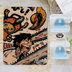 Stylish Aesthetic Scrapbook iPad Case with Pen Slot for New iPad Pro 13 12 11 iPad Air 7/6/5/4 Collage iPad 10/9 Totoro iPad Mini 6/5 Cover
