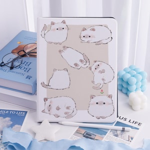 Étui simple et mignon pour iPad avec porte-crayon, compatible avec iPad Air 4/5/6/7 10,9", 11", 13" (2025), iPad Pro 12,9", iPad 8/9/10/11e génération, iPad Mini 6/7.