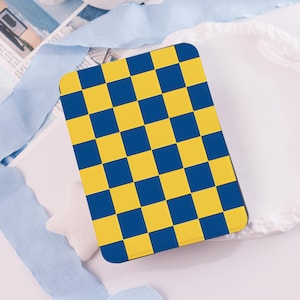 Custom Blue & Yellow plaid E-Reader Kindle Case, Paperwhite 11/6/12th Colorsoft Case, Kobo Clara Bow Case, Kobo Clara 2E Case, Gift For Her