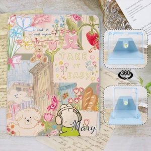 Color Pencil Illustration 360 swivel iPad Case Cover For 9.7"10.2"10.9"11"12.9",iPad Air 6 3 4 iPad Pro iPad 2022 2024 iPad mini 6 Dog Miffy