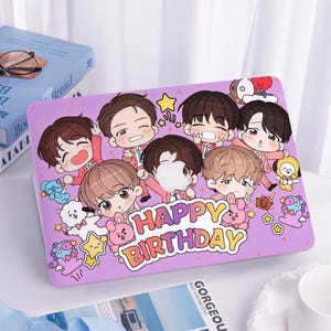 Cute Cartoon BTS MacBook Case for New MacBook Pro 16 Air 15 13 11, Purple Macbook Pro 13 14 15 M1 M2 M3 M4 Case, Macbook Cover Birthday Gift
