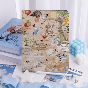 Cute Winnie Pooh Simple iPad Case for New iPad Pro 13 12 11 iPad Air 7/6 13" iPad Air 5 4 iPad 10/9 2022, Stand iPad Mini 7/6 Cover Pen Slot