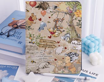 Cute Winnie Pooh Simple iPad Case for New iPad Pro 13 12 11 iPad Air 7/6 13&quot; iPad Air 5 4 iPad 10/9 2022, Stand iPad Mini 7/6 Cover Pen Slot