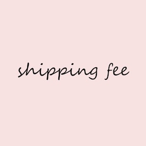 May include: The words "shipping fee" are written in a cursive font in black against a light pink background. The text is centered in the image.