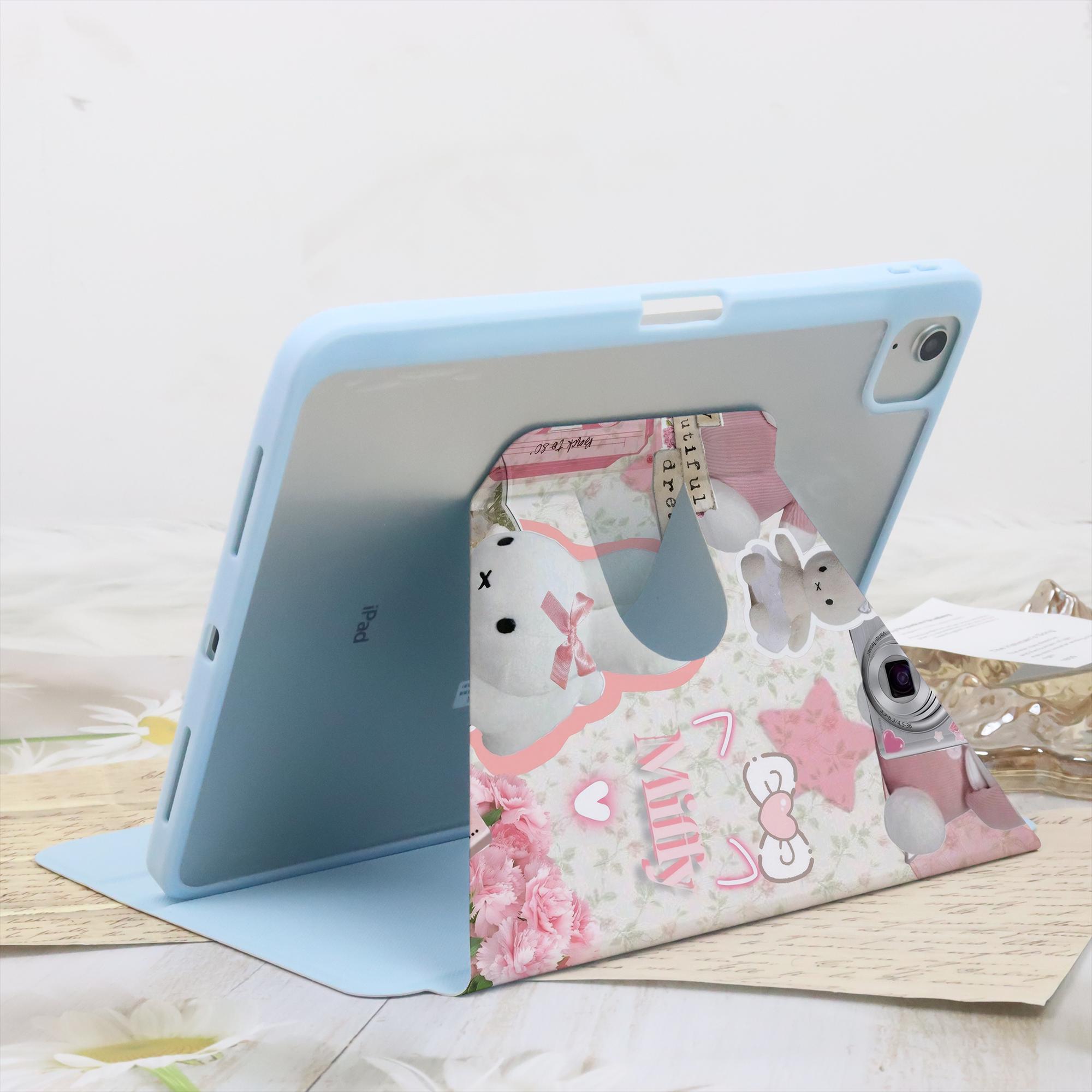 Pink Miffy Aesthetic Scrapbook iPad Case With Pen Slot for New