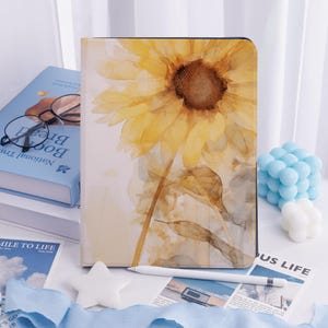 Watercolor Sunflower Aesthetic iPad Book Stand Case for iPad Pro 13 12 11, iPad Air 7/6 13&quot; iPad Air 5 4, iPad 10 9, iPad Mini with Pen Slot