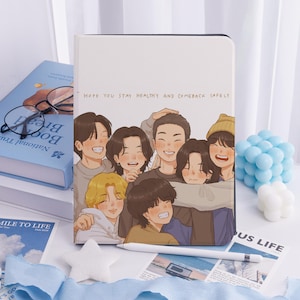 Cute Cartoon BTS iPad Case for iPad Pro 13 12 11, iPad Air 7/6 13" iPad Air 5 4 iPad 11 10 2022, Army Stand iPad Mini 6/5 Case with Pen Slot