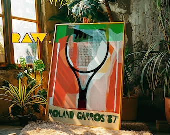 Vintage Roland Garros Tennis Poster 1987 - Retro Tennis Art Print, Unique Wall Decor, Iconic Sports Memorabilia, Collectible Gift