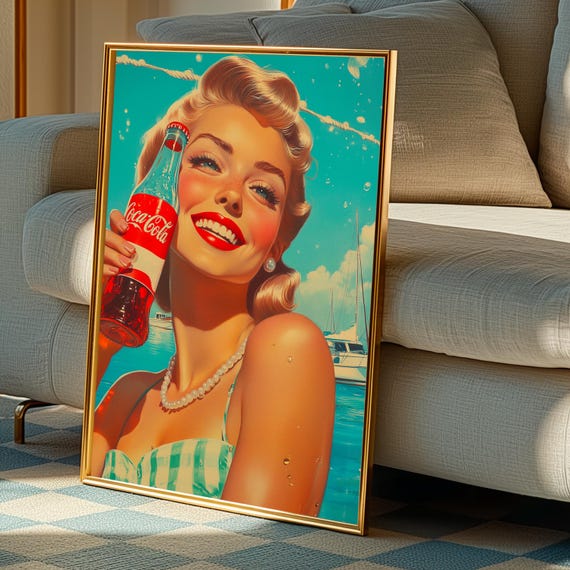 Retro 1950s Coca-cola Poster - Vibrant Vintage Advertising Print