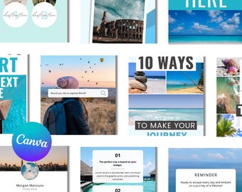 80 konfigurowalnych szablonów Pinterest dla blogerów podróżniczych / Pinów podróżniczych na Pintereście / Szablonów Canva dla blogów podróżniczych
