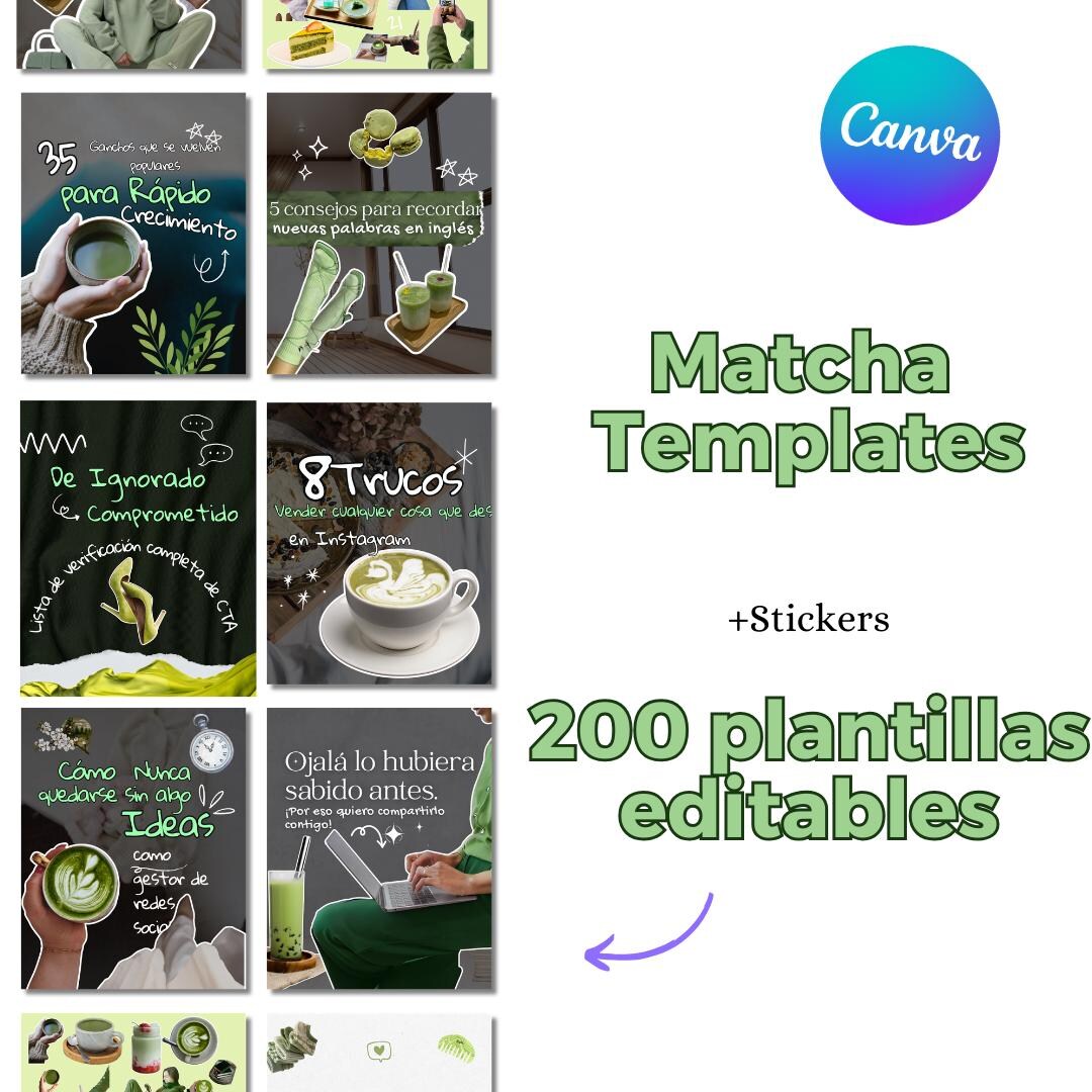 200 Matcha Carousel Templates | Canva Templates | Instagram Posts | 50 ...