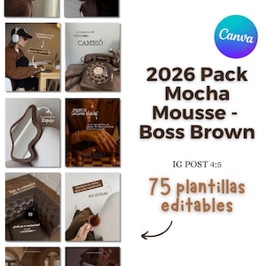 Plantillas Instagram Canva 4:5 | Mocha Mousse & Boss Brown | 75 Templates Estéticos Tendencia 2026 para Creadores y Marcas