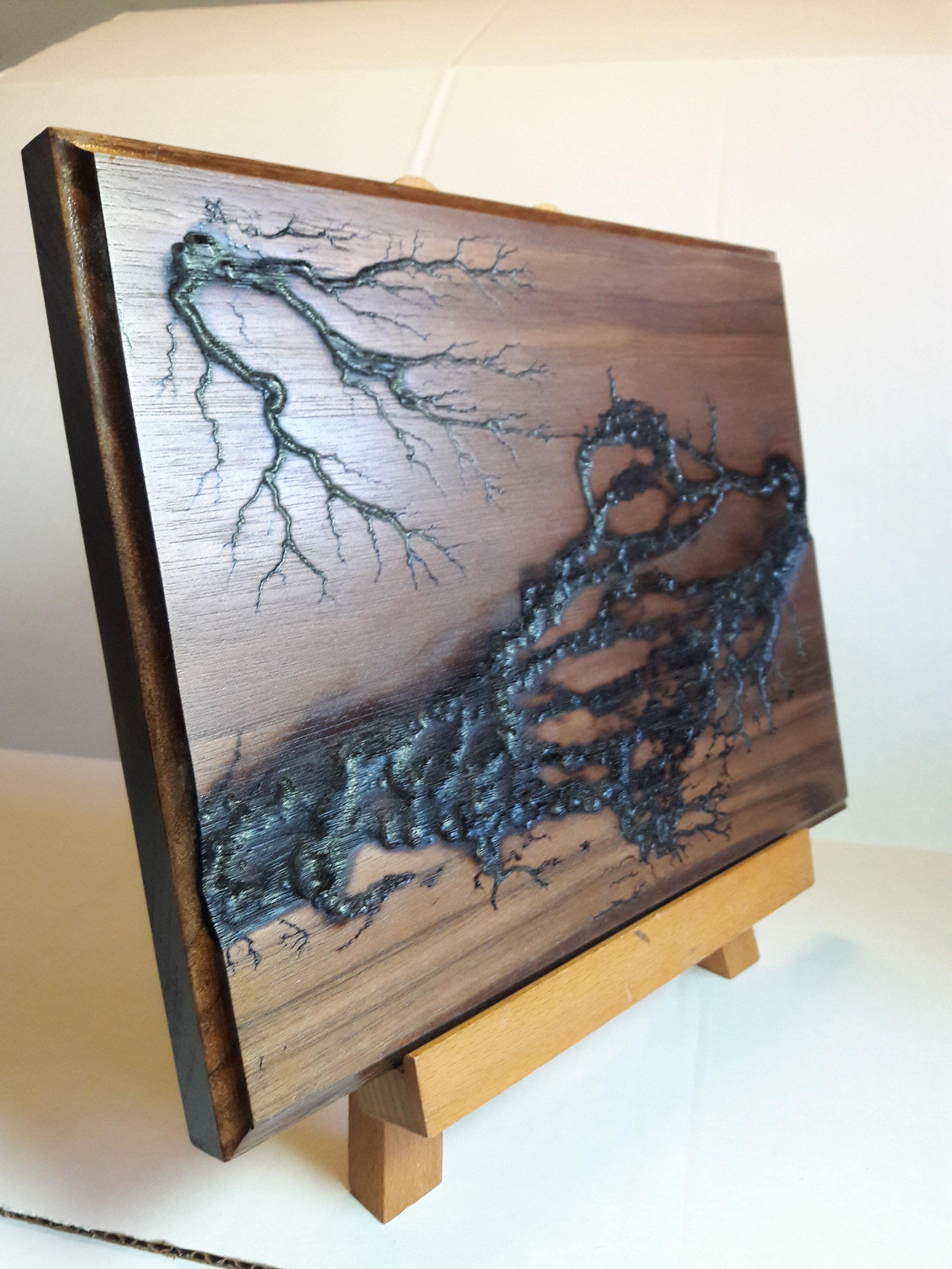 Fractal Burning Wood Art Wood Wall Art Lichtenberg figures Etsy