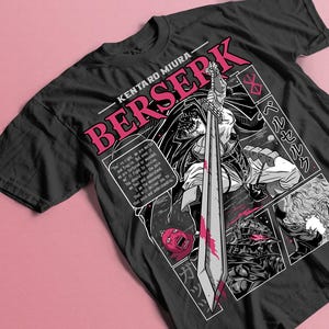 Bershirt Anime Vintage Special T-shirt, Unisex Heavy Cotton Tee, Black Swordsman Graphic Tee, Manga Japan Skull Knight Shirt