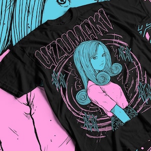 Unisex Horror Manga Creepy Girl T-Shirt, Dark Anime Gothic T-Shirt, Manga Gothic T-Shirt Inactive