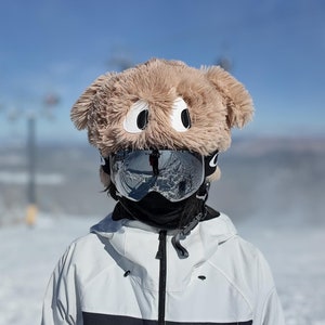 Ski & Snowboard bike helmet cover plush fluffy puppy, Uni Size hood hat for adults and kids, couvre casque ski, 4 colors