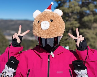 Christmas Bear Plush Ski Helmet Cover, Adult & Kids