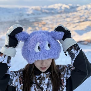 Ski & Snowboard bicycle helmet cover plush fluffy puppy, Uni Size hood hat for adults and kids, couvre casque ski, 4 colors