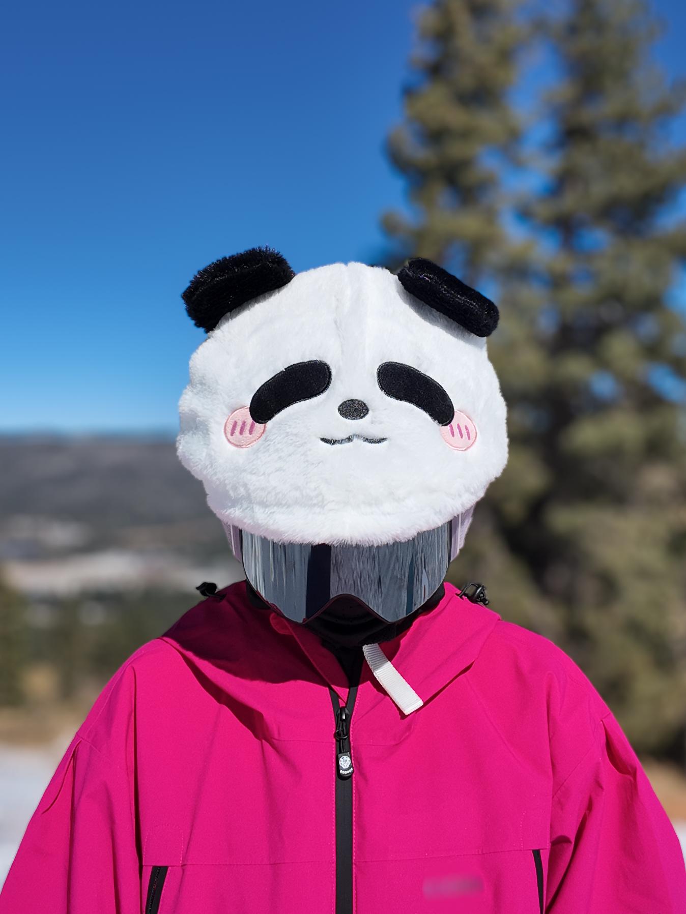 fluffy snowboard helmet cover Pretty in Pink fur ski and cartoon panda design Cartoon Skiing Snowboarding Helmet Cover