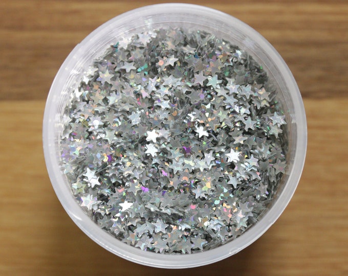 Holographic Star Biodegradable Glitter, Made in the USA, Non Toxic, Cruelty Free, 1oz, 1/8" Flake