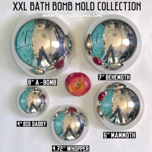 5 XXL Bath Bomb Mold Set, Free US Ship, 4, 4.72, 6, 7, 7.87 Heavy Duty Stainless Steel, DIY Giant Bombs, Two Wild Hares image 1