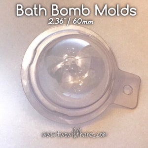 50-2.36" Small Bath Bomb Molds (60mm), Dry Bombs In For No More Flat Bomb Bottoms, 2 Piece, Clear Plastic, Free Usa Ship, Two Wild Hares