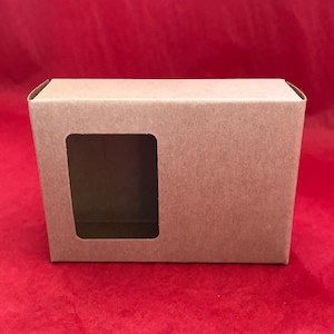 25-KRAFT Window Boxes, 100% Recyclable, 2 9/16" x 3 5/8" x 1 1/4", Eco Friendly Soap Packaging, Two Wild Hares