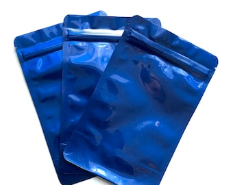 25-4x6" ELECTRIC BLUE STAND Up Pouch/Bag, Heavy Duty Packaging, Tear Notch, Zipper Seal, Impulse Sealable, Two Wild Hares