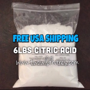 6lbs. FINE Citric Acid, FREE USA Shipping, Food Grade, Anhydrous, Bath Bombs, Fine Grain/ No Grinding, Two Wild Hares