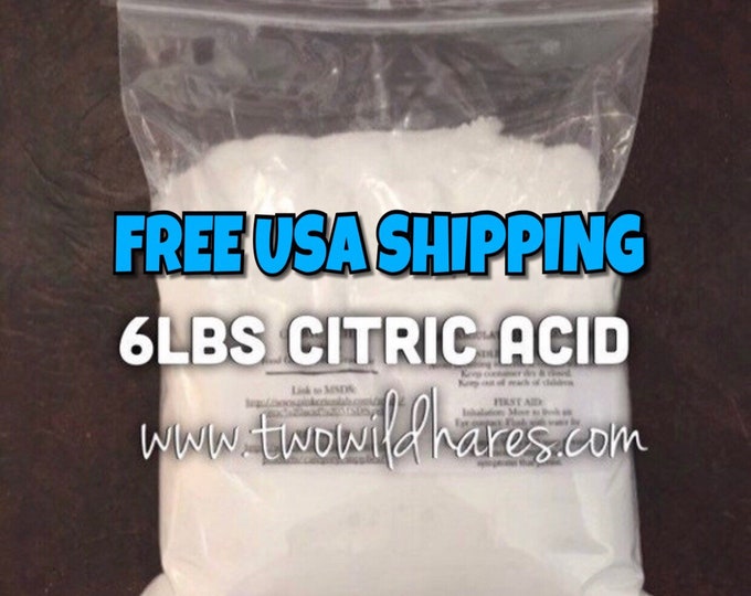 6lbs. FINE Citric Acid, FREE USA Shipping, Food Grade, Anhydrous, Bath Bombs, Fine Grain/ No Grinding, Two Wild Hares