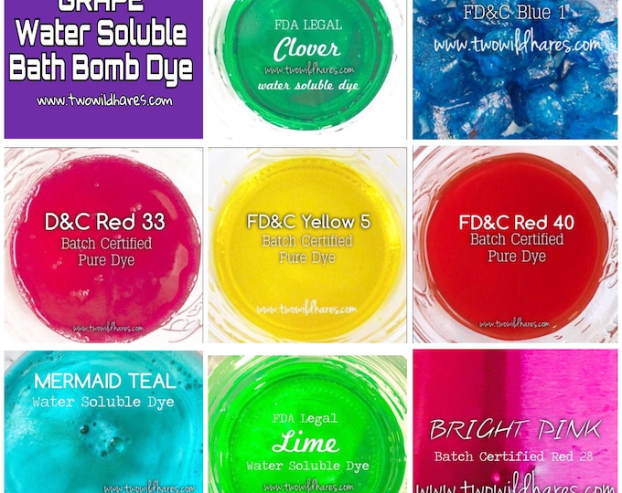 9 Bath Bomb Dye Set, Only Dyes, Batch Certified, Water Soluble, Container Packaging, DIY, 1oz each color, FREE Usa Ship, Two Wild Hares