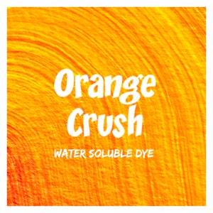 May include: Orange Crush water soluble dye. The image shows a close-up of a bright orange background with a swirling pattern.