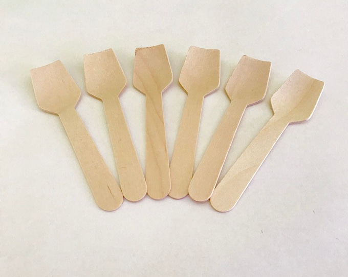 100- 3.75" Wood Cosmetic Spoons, Environmentally Friendly, Biodegradable, Sugar Scrub, Body Butter, Bath Whip, Testers Etc., Two Wild Hares