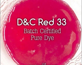 1oz. FUCHSIA Bath Bomb DYE, Batch Certified D&C Red 33, 91% Water Soluble Cosmetic Colorant, Container Packaging, Two Wild Hares