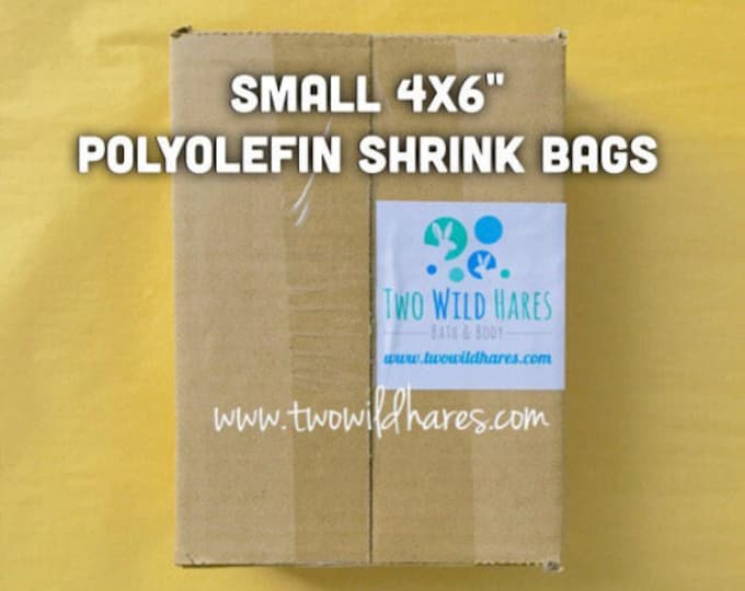 500-SM 4x6" POLYOLEFIN Shrink Bags, Free Us Ship, (Smell Through Plastic), 100g, BEST Wrap Available for Soap, Bath Bombs, Two Wild Hares