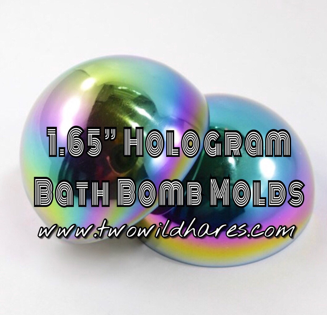 1.65 RAINBOW HOLOGRAPHIC Bath Bomb Molds, (42mm), Heavy Duty