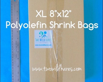 500- XL 8x12" Polyolefin Smell Thru Shrink Bags, Free Usa Ship,  XL Items, DIY Bath Bomb Wrap, Two Wild Hares